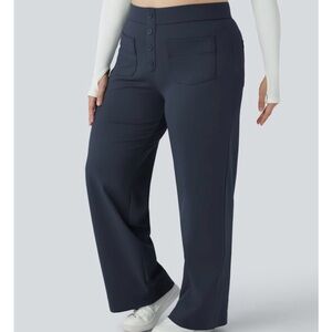 NWT Halara blue wide leg pull on front button & pockets pants sz XL petite 16P
